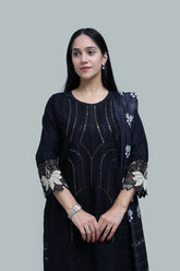 Premium 3-Piece Embroidered Cotton Suit – Soft Fabric with Boring Work | Naqshé